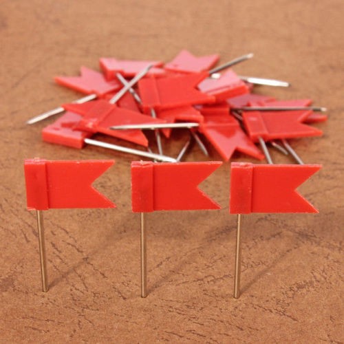 100PCS Flag Marker Shape Map Pins Cork Notice Board Push Assorted Office&Home