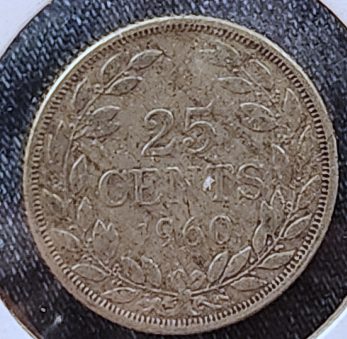 LIBERIA SILVER COIN~1960~KM16 LIBERIAN 25 CENTS .900 VINTAGE FOREIGN CURRENCY