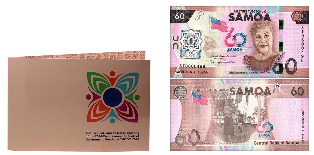 SAMOA  60 Tala Banknote Commemorative Commonwealth, 2024, P-53, UNC, w/ Folder