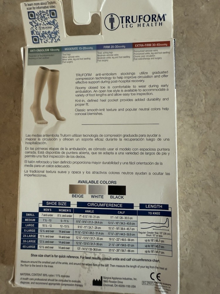 Truform Large Anti-Embolism Below Knee Compression Socks