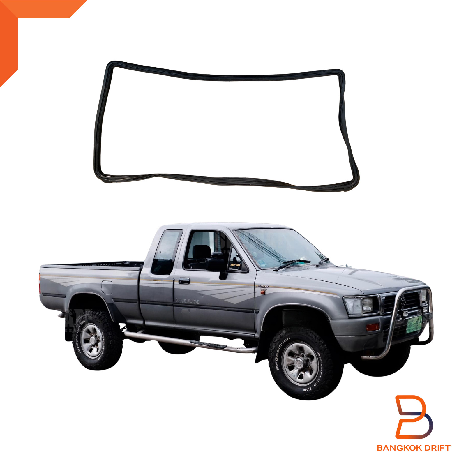 Front Window Gasket Rubber Seal Fit Toyota Pickup 89-96 w/ Moulding Slot Chrome