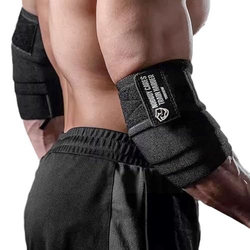 Elastic Elbow Wraps for Weightlifting - Compression Support for Powerlifting, Gy