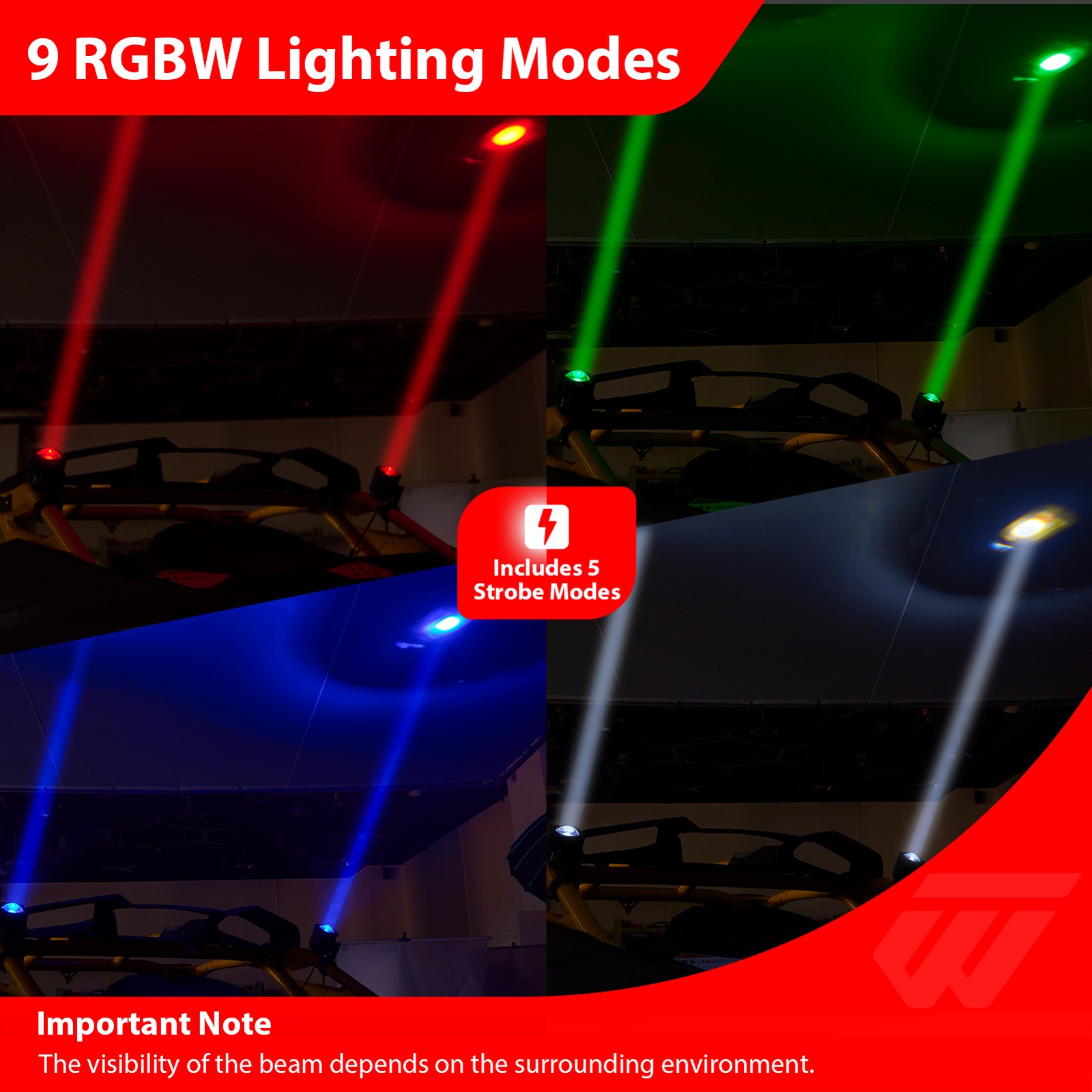 Laser Whip Lights Whipless LED 2PCS for Polaris RZR/Maverick X3/Zforce ATV UTV