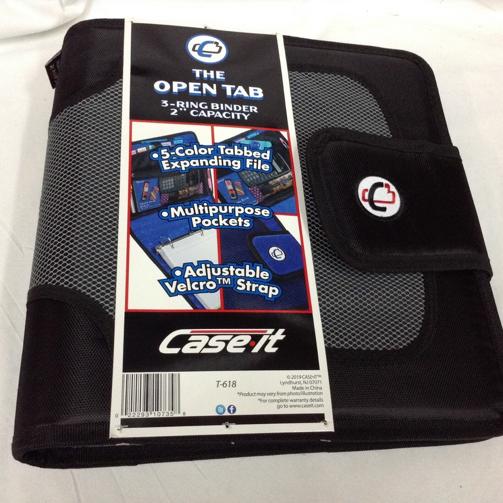 New Case-it The Open Tab 2"- 3-Ring  Binder Black T-618