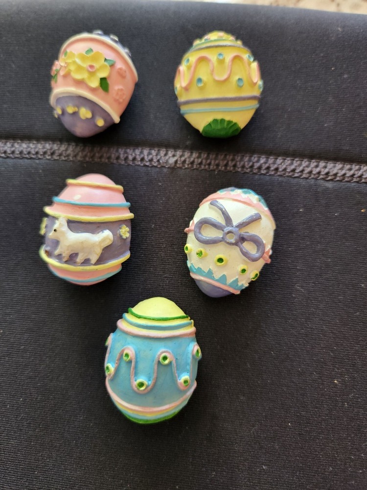 5 Easter Egg Decorative Button Covers Different Colors & Designs