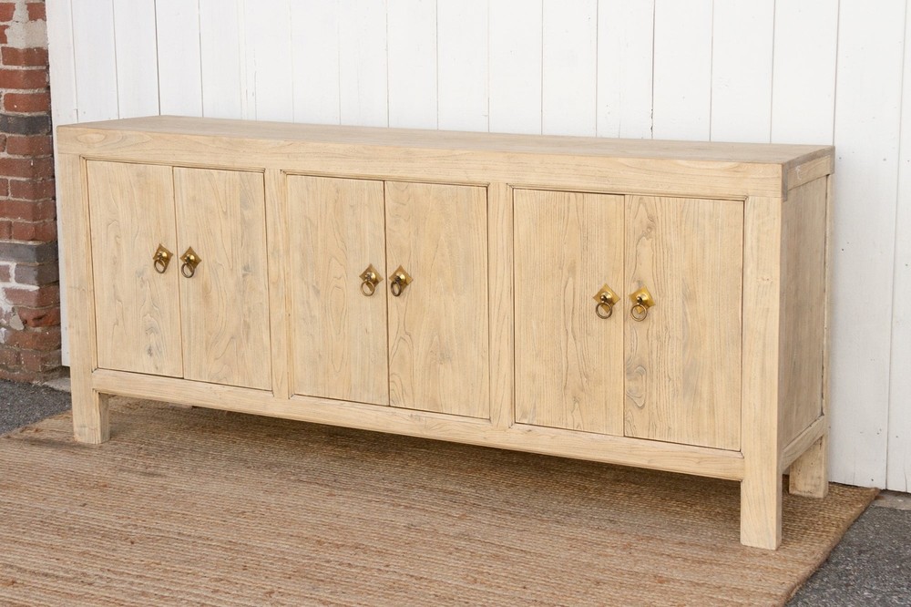 Long Rustic Modern Bleached Elm Sideboard