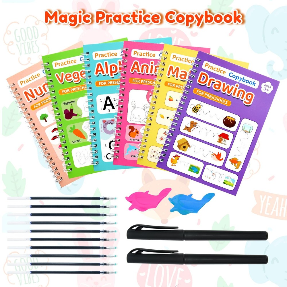 Elover Magic Grooved Writing Practice for 7.4 * 5.1 INCH, Multicolor