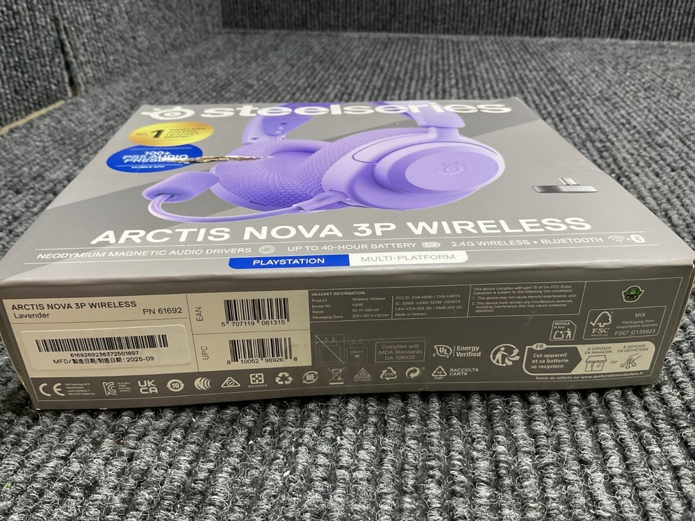New SteelSeries Arctis Nova 3P Purple Wireless Gaming Headset Multi-Platform