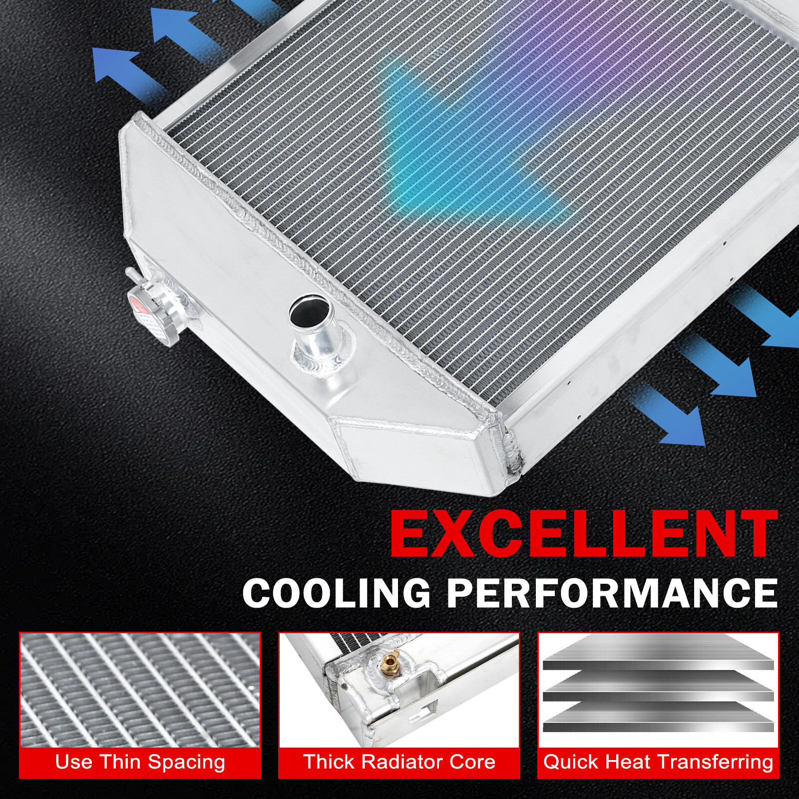 C7NN8005H 3 Row Aluminum Radiator For Ford New Holland 2000 2600 3000 3600 4000