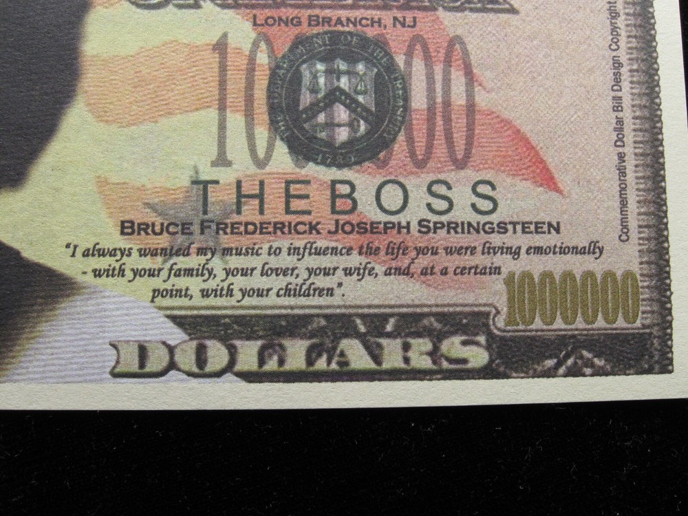 Bruce Springsteen Novelty currency note 6" x 2 1/2" (10)