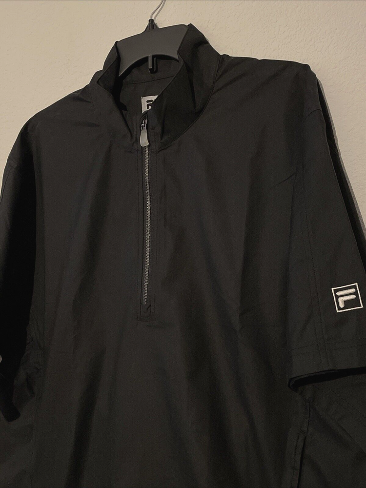 FILA Golf Black 1/4 Zip Short Sleeve Pullover Windbreaker Jacket Men's M NWT