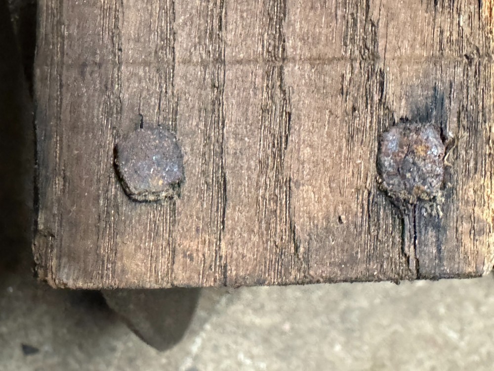 2 matching Primitive 16+1/2" round window frames unused rose head nails 1700s