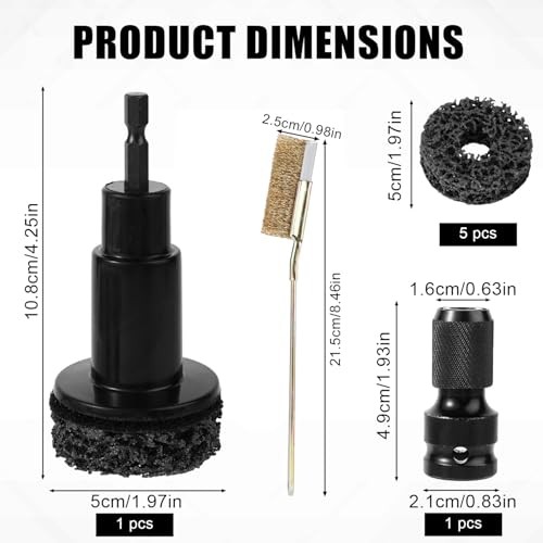 8pcs Wheel Hub Cleaning Kit, Include Grinding Black version+rust removal brush