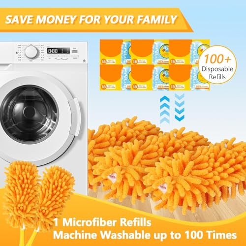 Reusable Duster Refill Compatible with Swiffer Duster Kit - Pet 4 Pack(orange)