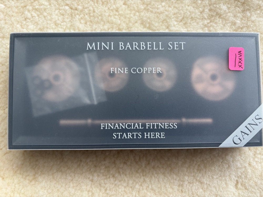 Mini Barbell Set 4oz .999 Copper Barbell Set