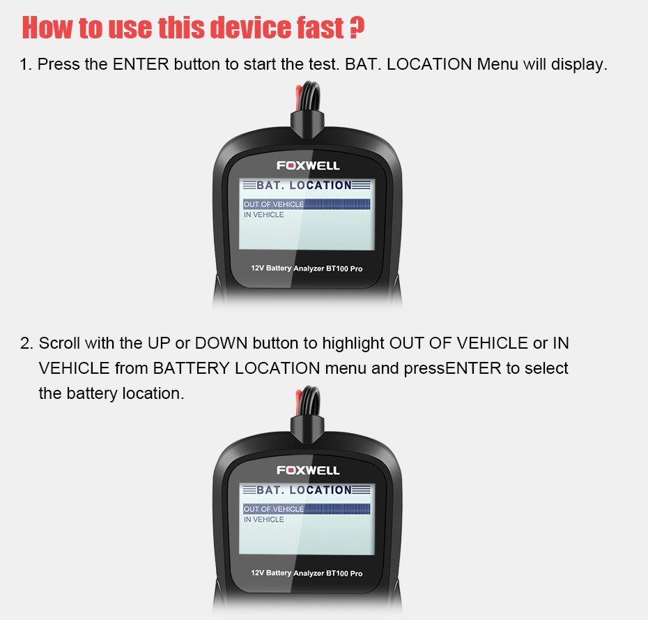 FOXWELL Car Battery Tester 12V Load Test Cranking Charging System Analyzer Tool