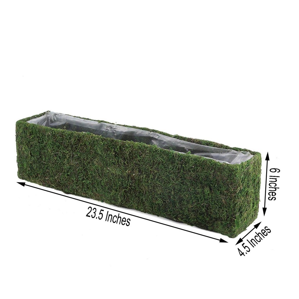 23.5" long Green Natural Moss Rectangular Planter Box Wedding Party Decorations