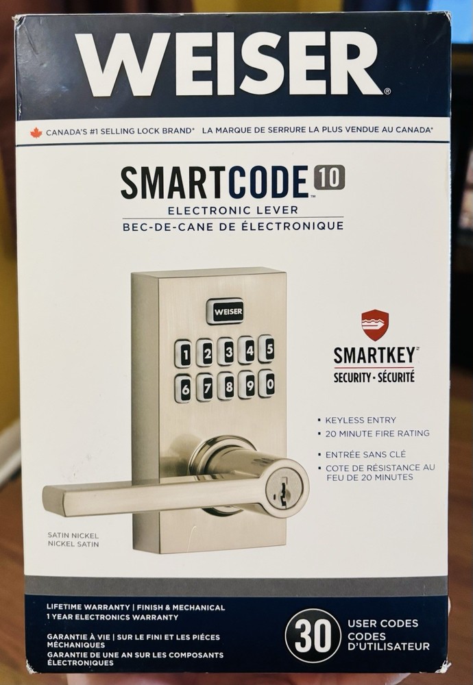 BRAND NEW Weiser Smartcode 10 Satin Nickel Keyless Entry Electronic Lever
