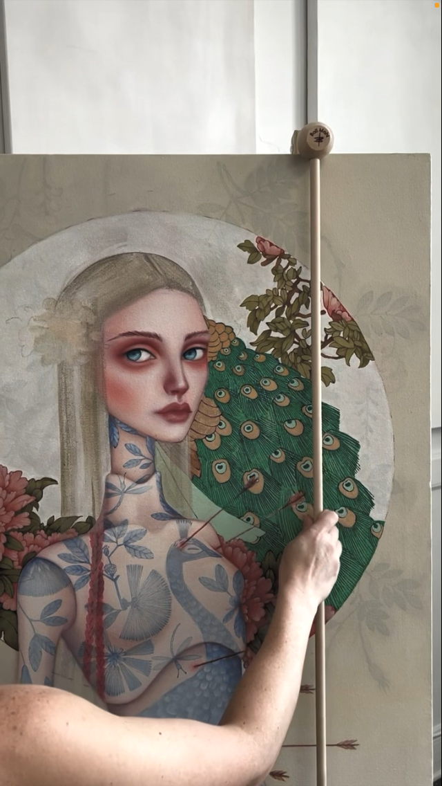 Mahl Stick-33in Ball Mahl adjustable stabilizing tool supporting artist mobility