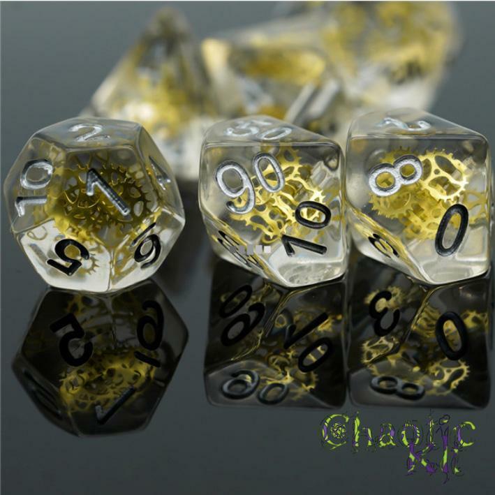 Artificer Dungeons and Dragons Class Dice Set, Cogs. DND Polyhedral Dice Set