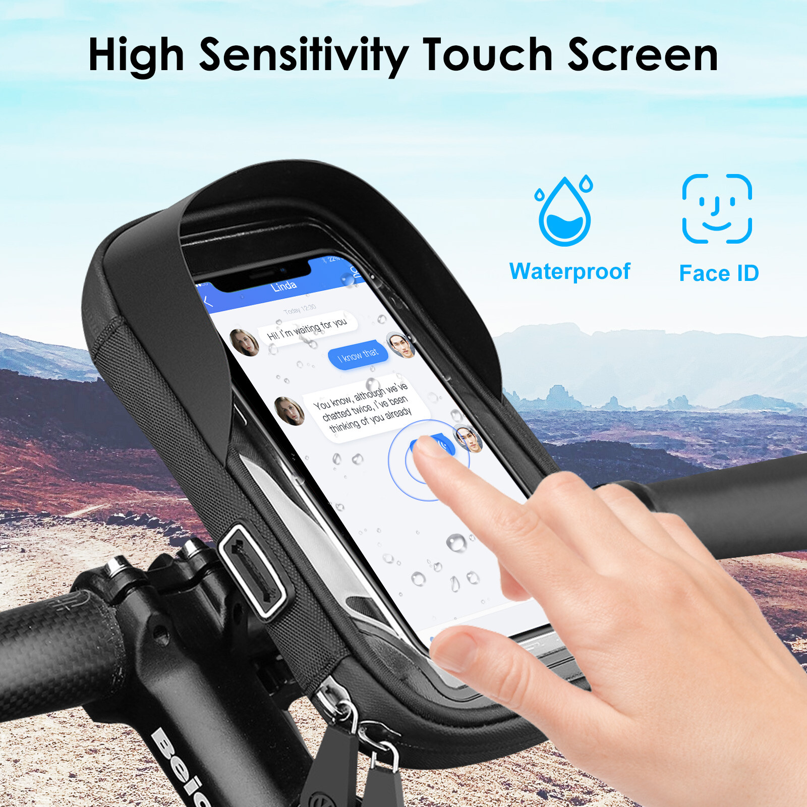 Motorcycle Bicycle Front Tube Phone Holder Case 360° MTB Phone Waterproof Bag