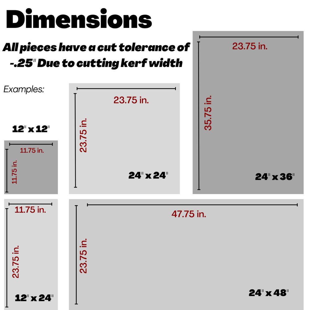 1/8" Solid Colored Acrylic Plexiglass Plastic Sheet, Choose Size and Color