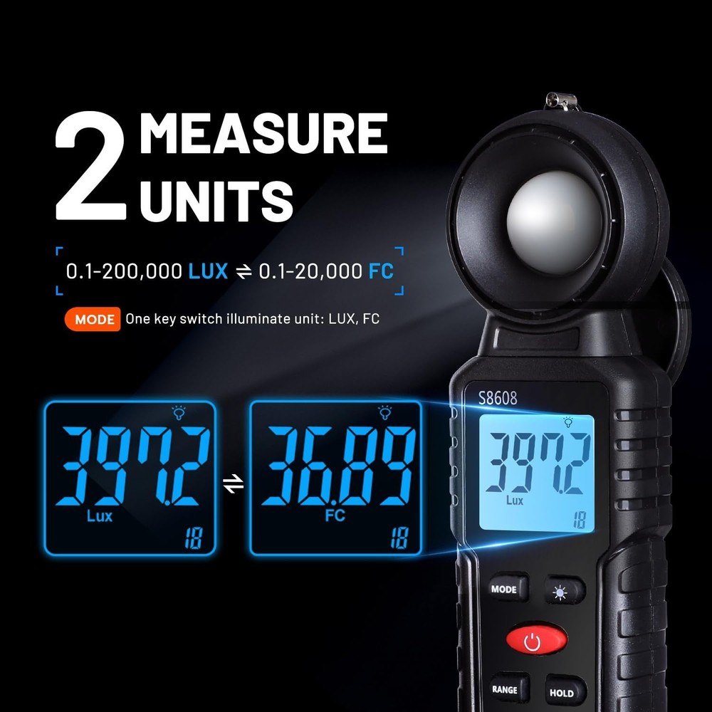 User-Friendly Light Meter with LCD Display for Accurate Illumination Readings