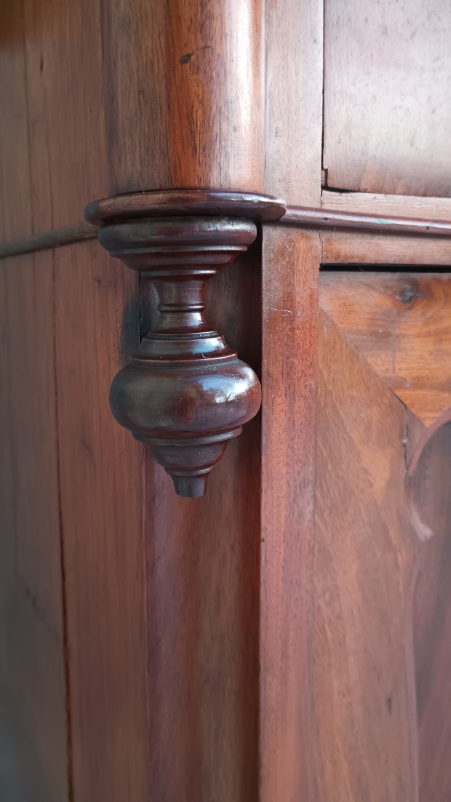 Antique Serpentine Mahogany Dresser Marble Top & Mirror Shelf Entryway Table
