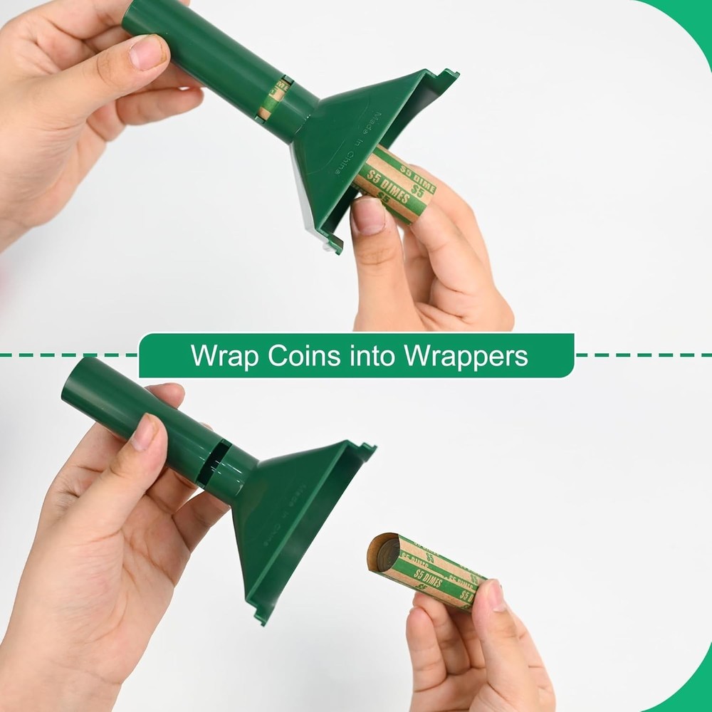 Efficient Coin Sorting & Wrapping Kit: 4 Trays, Tubes & Flat Wrappers Included
