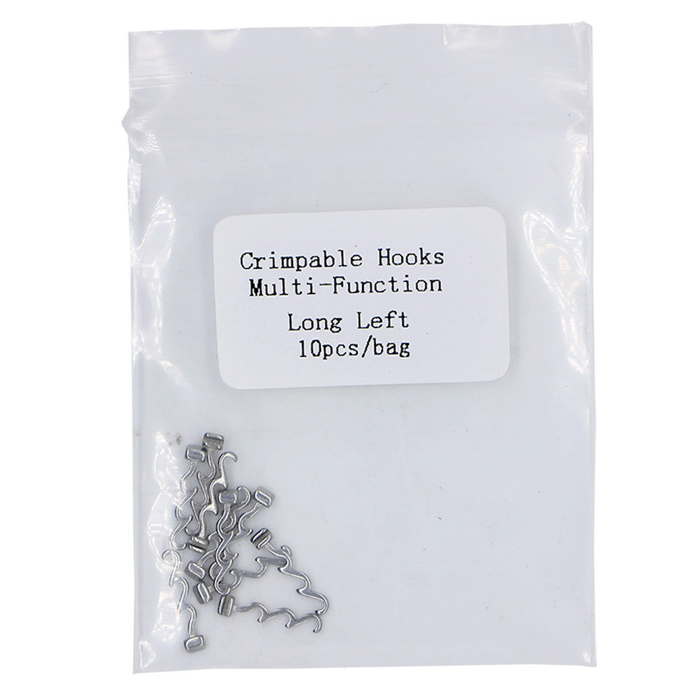 10 Bags Orthodontic Spiral Crimpable Hooks, Multi-Function Long Left Side 100pcs