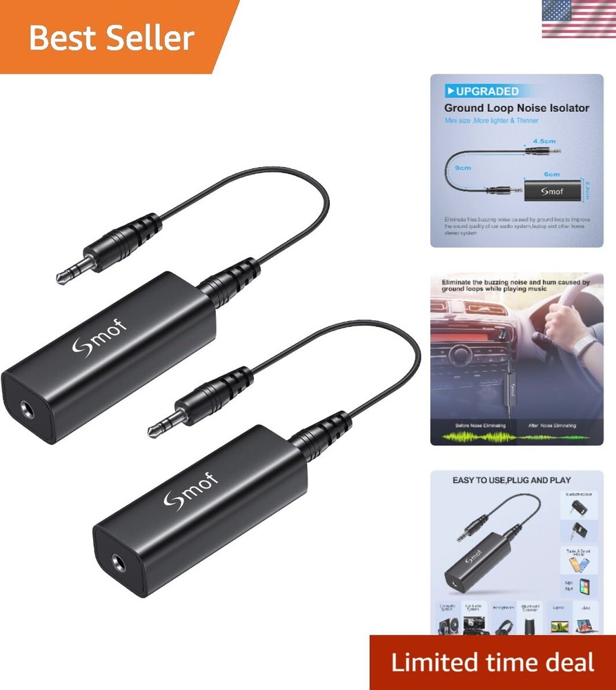 Plug & Play Ground Loop Isolator - 2 Pack Noise Eliminator for Clear Sound