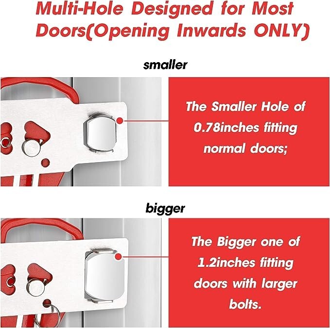 Portable Door Lock - Red/Silver