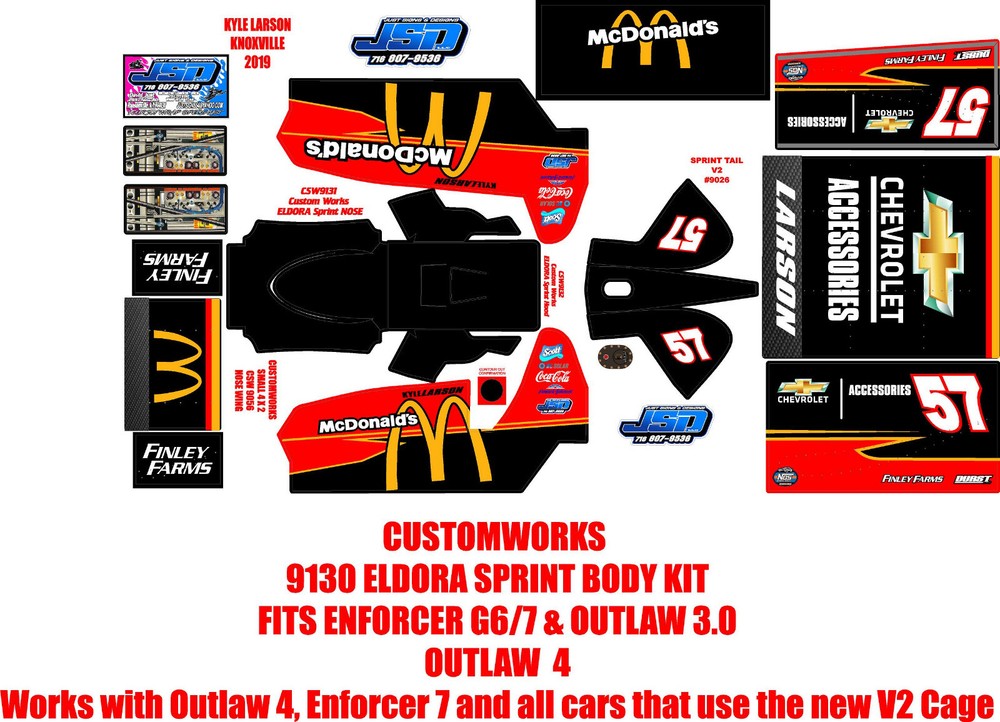 CUSTOMWORKS ELDORA SPRINT CAR 9130 KYLE LARSON 2019 THEME WRAP KIT