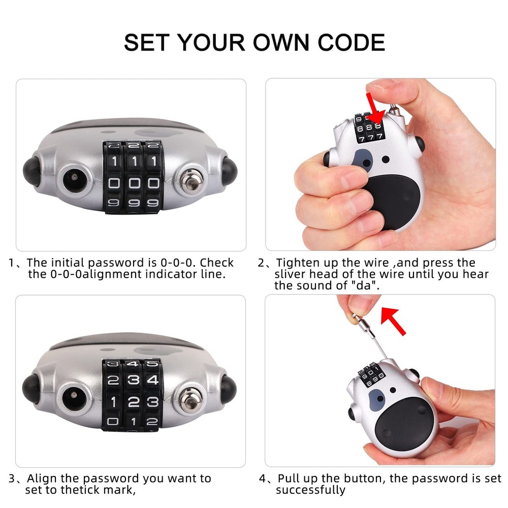 Luggage Locks - Combination Lock, Black, 27" Circumference, 10,000 Code Optio...