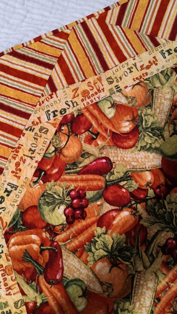 Handmade Quilted Table Cover Octagon Shape Vegetable Design