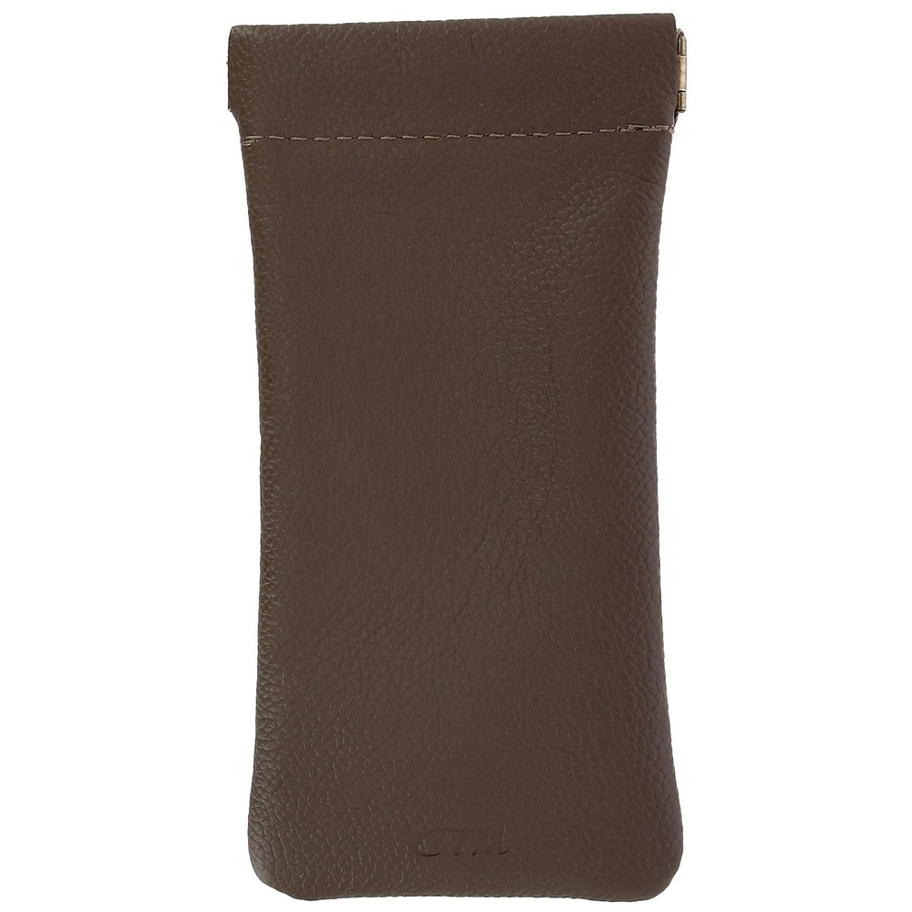 CTM Leather Push Mouth Pebble Grain Eyeglass Holder