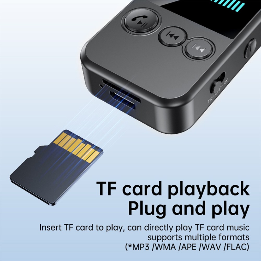 Bluetooth 5.4 Transmitter Receiver MP3 Player 3 IN 1 Wireless Audio Aux Adapter