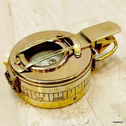 Nautical Solid Brass British Military Prismatic Pocket Compass Handmade Gift