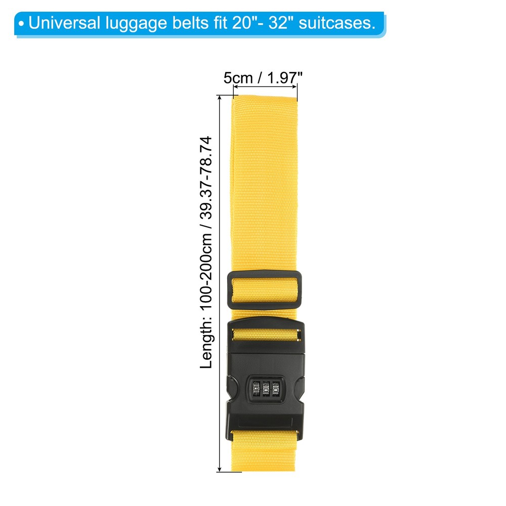 Luggage Straps with Combination Lock TSA Approved Yellow