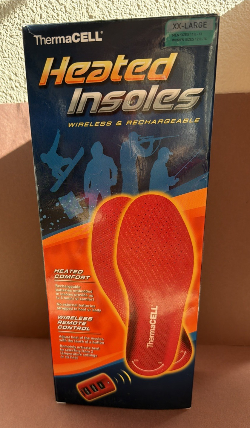 ThermaCELL Heated Insoles REMOTE CONTROLLED XX-LARGE Men 11 1/2-13 W 12 1/2-14