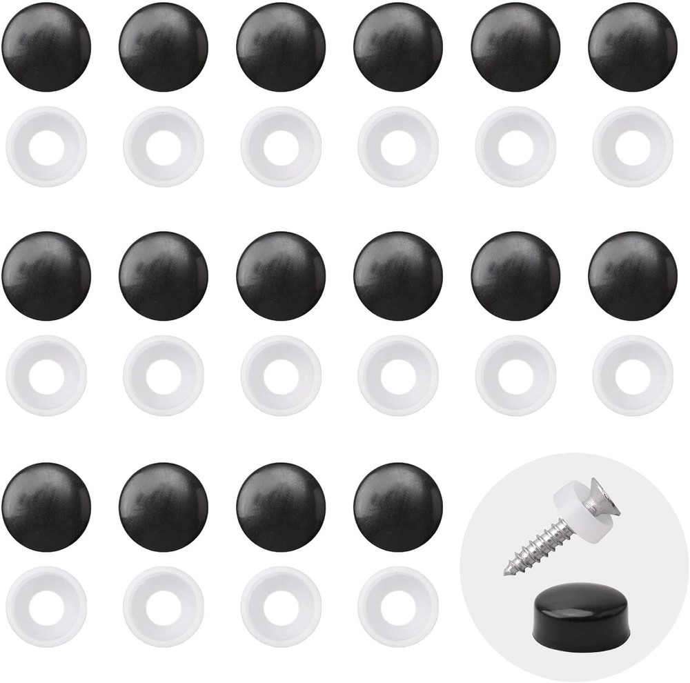 INCREWAY 100pcs Plastic Screw Covers, Dome Cap (Black) Black