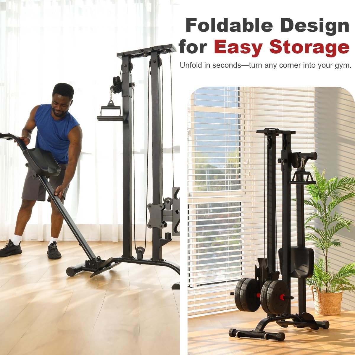 Cable Machine Home Gym CR63,330 Lbs Plates Loaded Cable Crossover,Functional