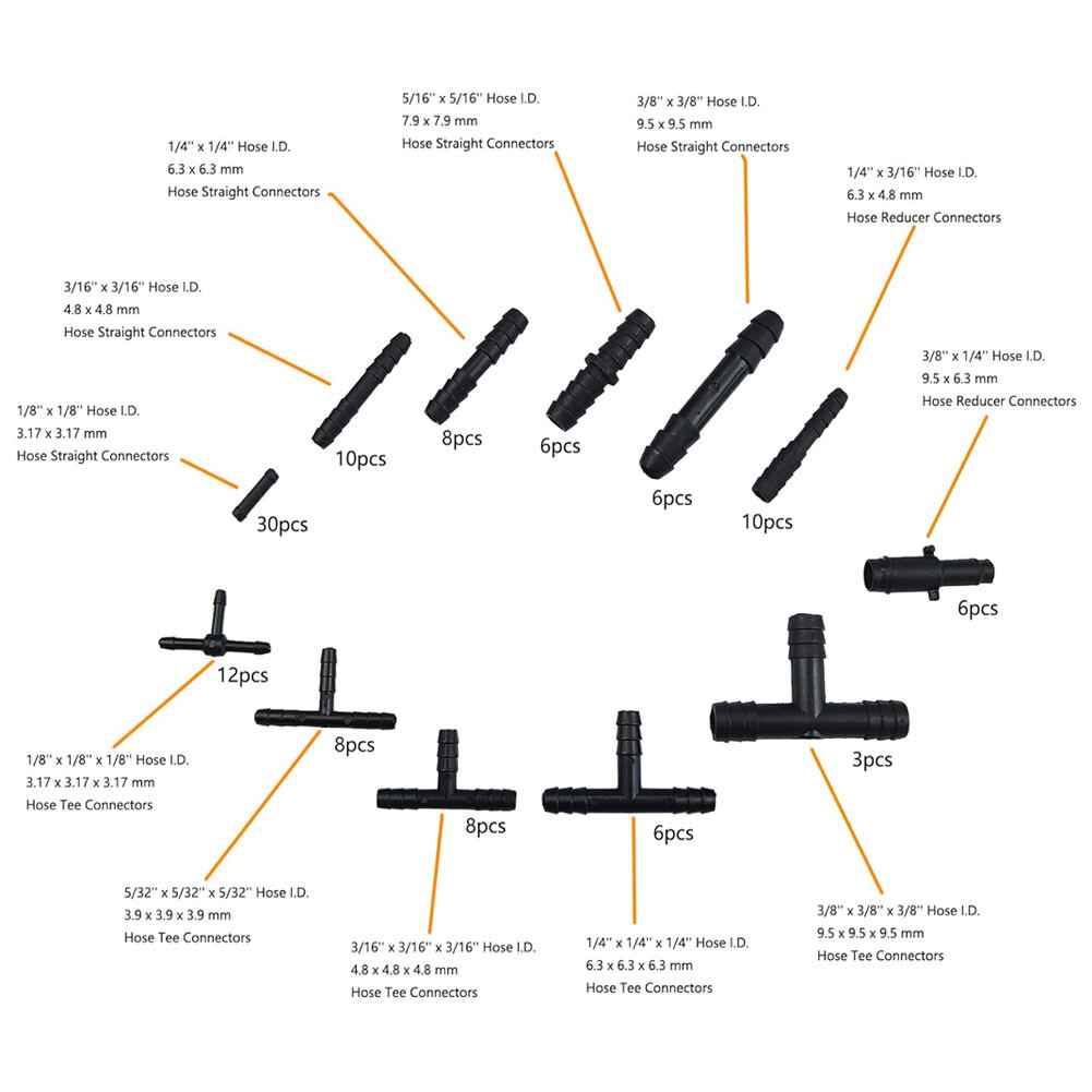 Vacuum Line Kit 6PCS 5Ft Vacuum Hose Automotive+113PCS Vacuum Line Connectors