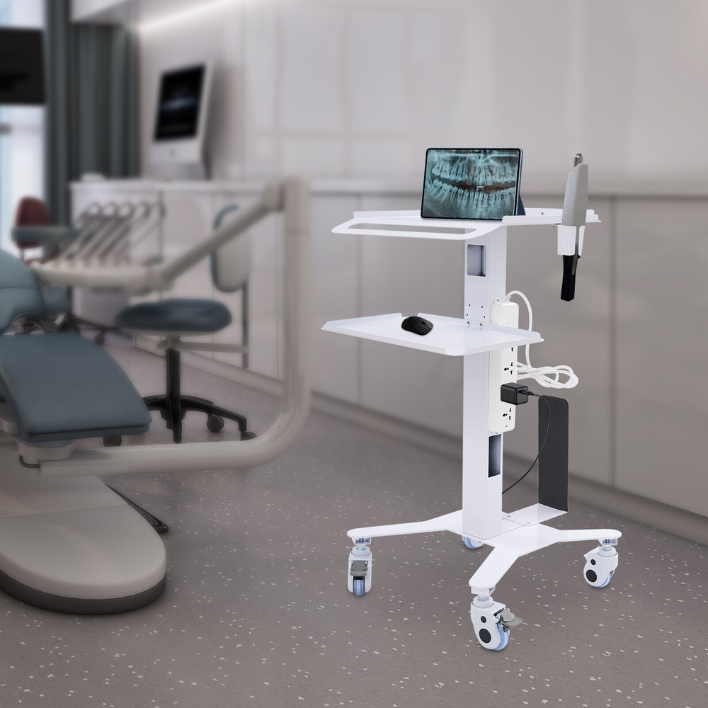 Rolling PC Cart Mobile Computer Workstation Stand Adjustable Beauty Spa Cart