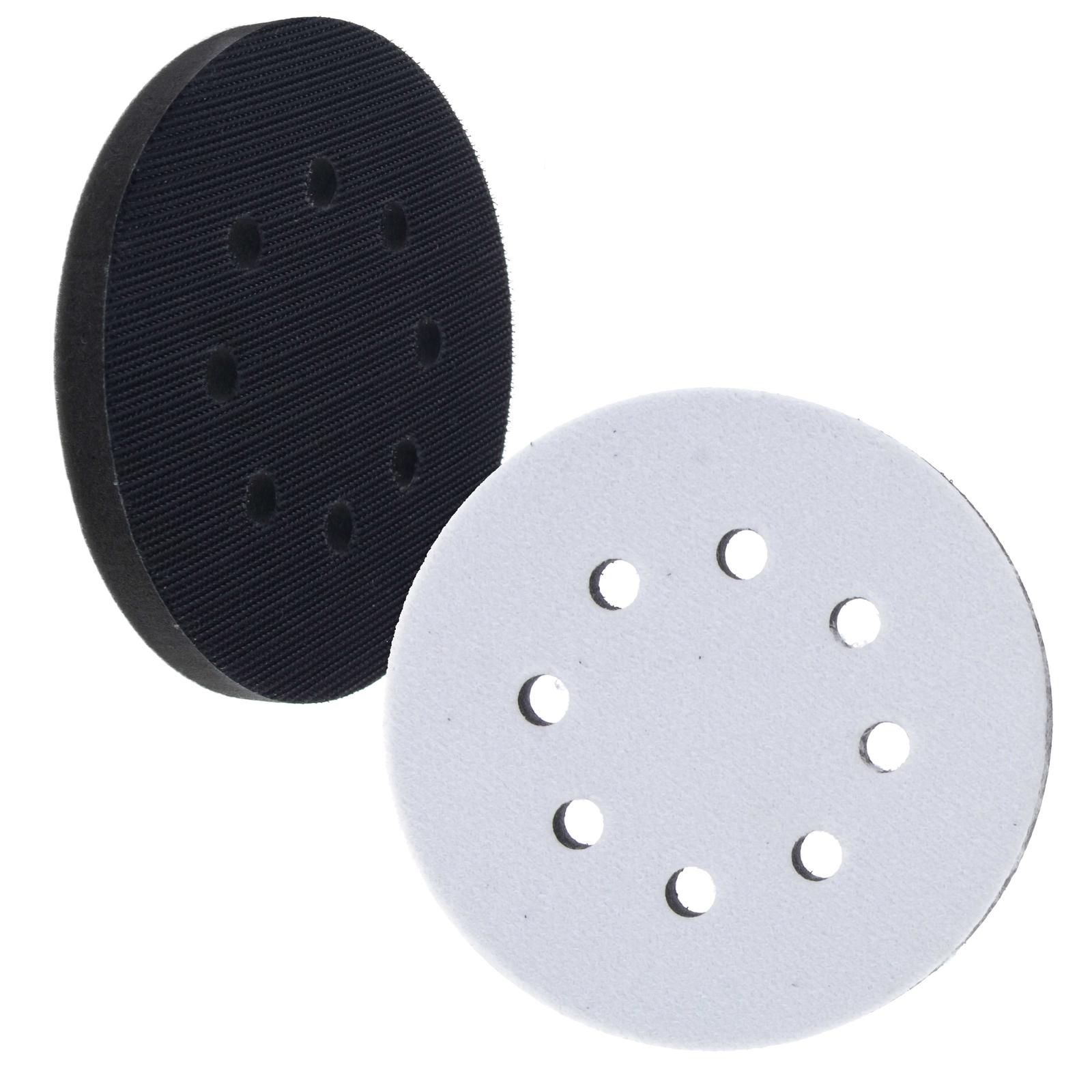 2 Dura-Gold 5" x 10mm Soft Density Interface Pads, Hook & Loop, 8 Hole Pattern