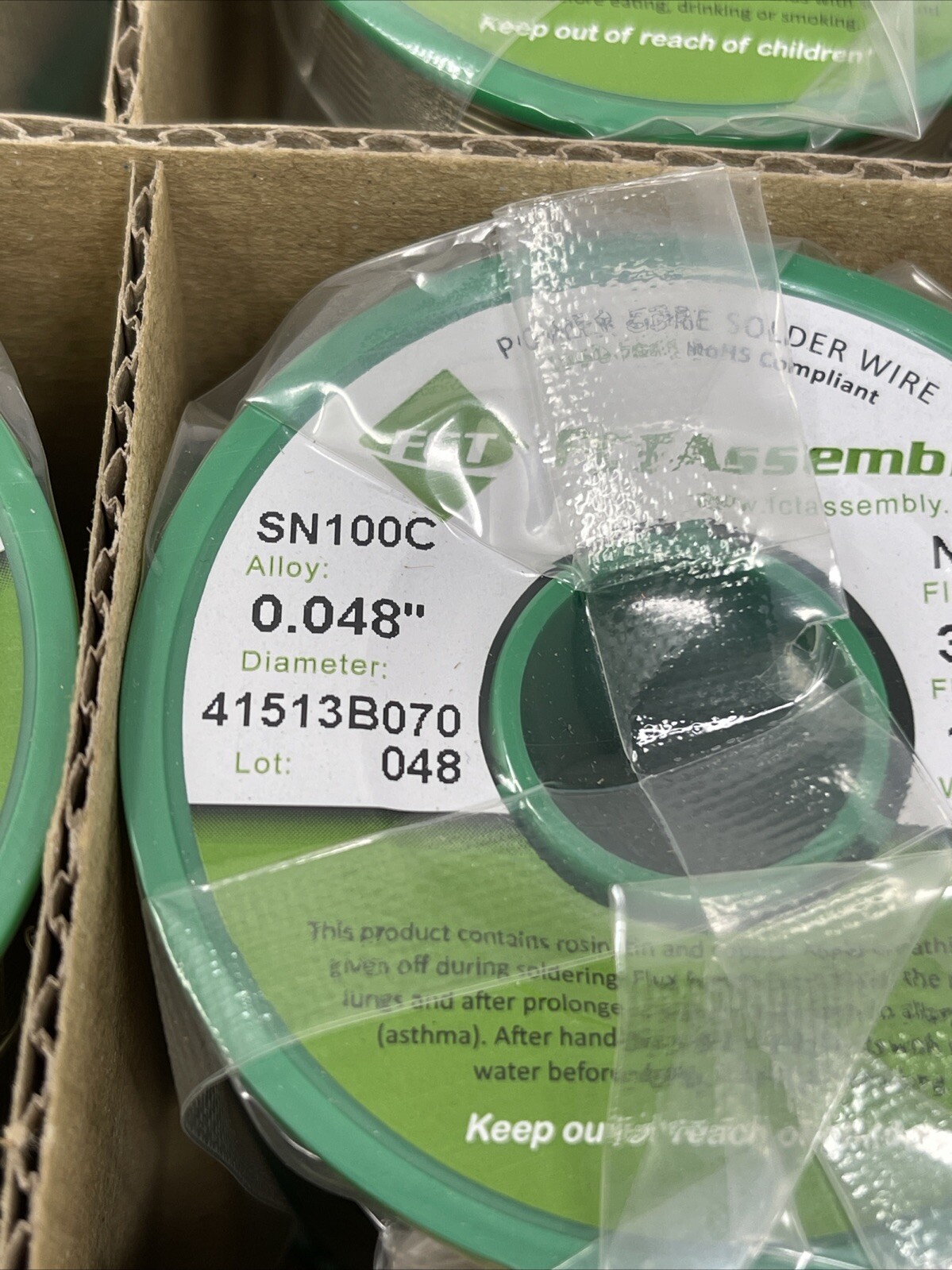 SN100C NC601 Lead Free Solder Wire, .048", 3% Flux, FCT, 10 Lbs (1 Lb Spools)