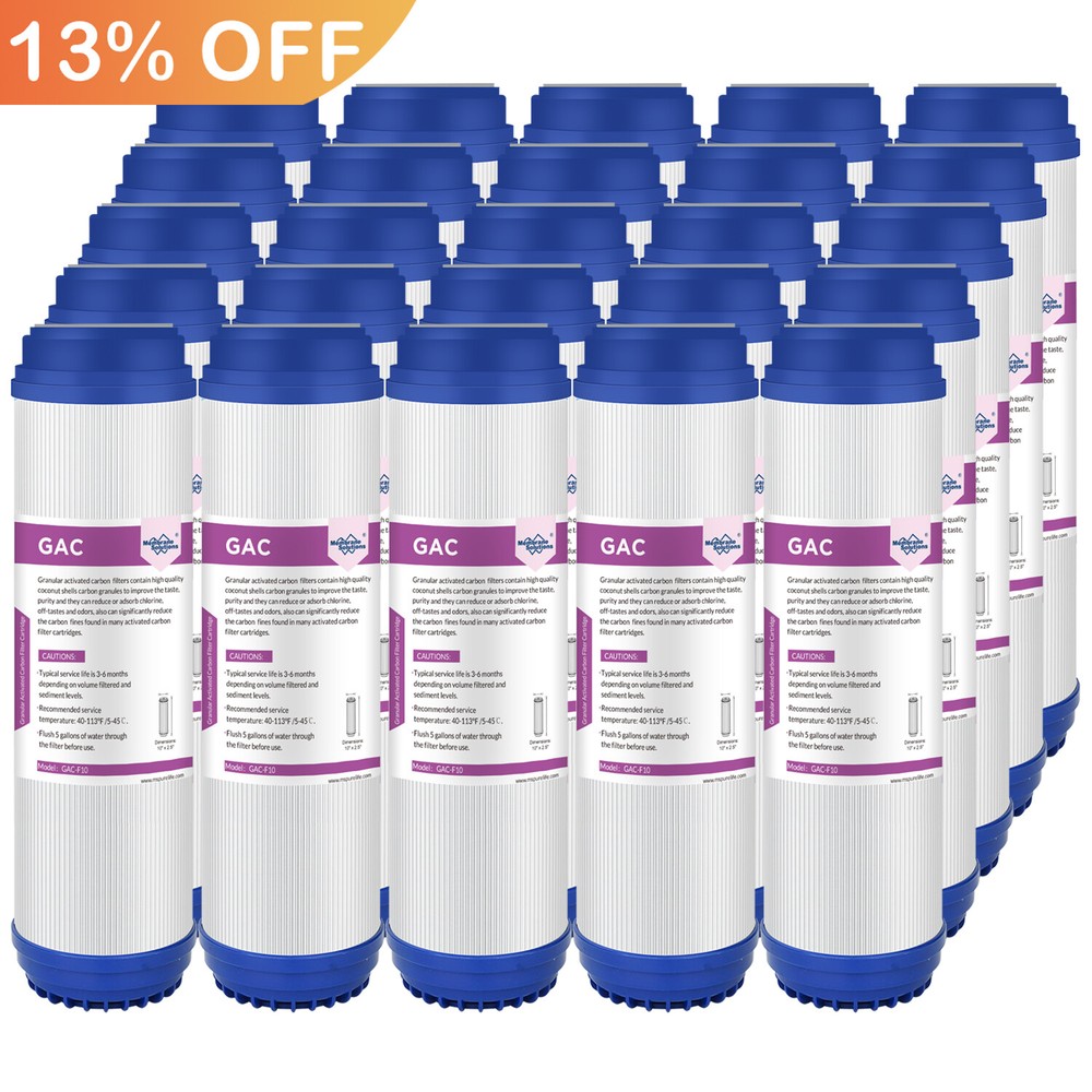 1-25 Pack 10" x 2.5" GAC Granular Activated Carbon Water Filter RO Replacement