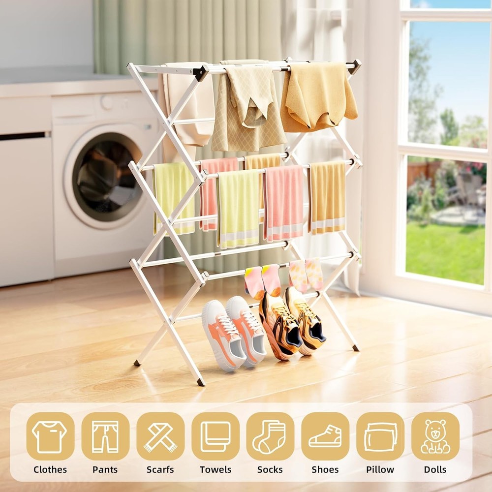 BAKON Clothes Drying Rack Foldable,Space-Saving Expandable & Portable Drying Rac