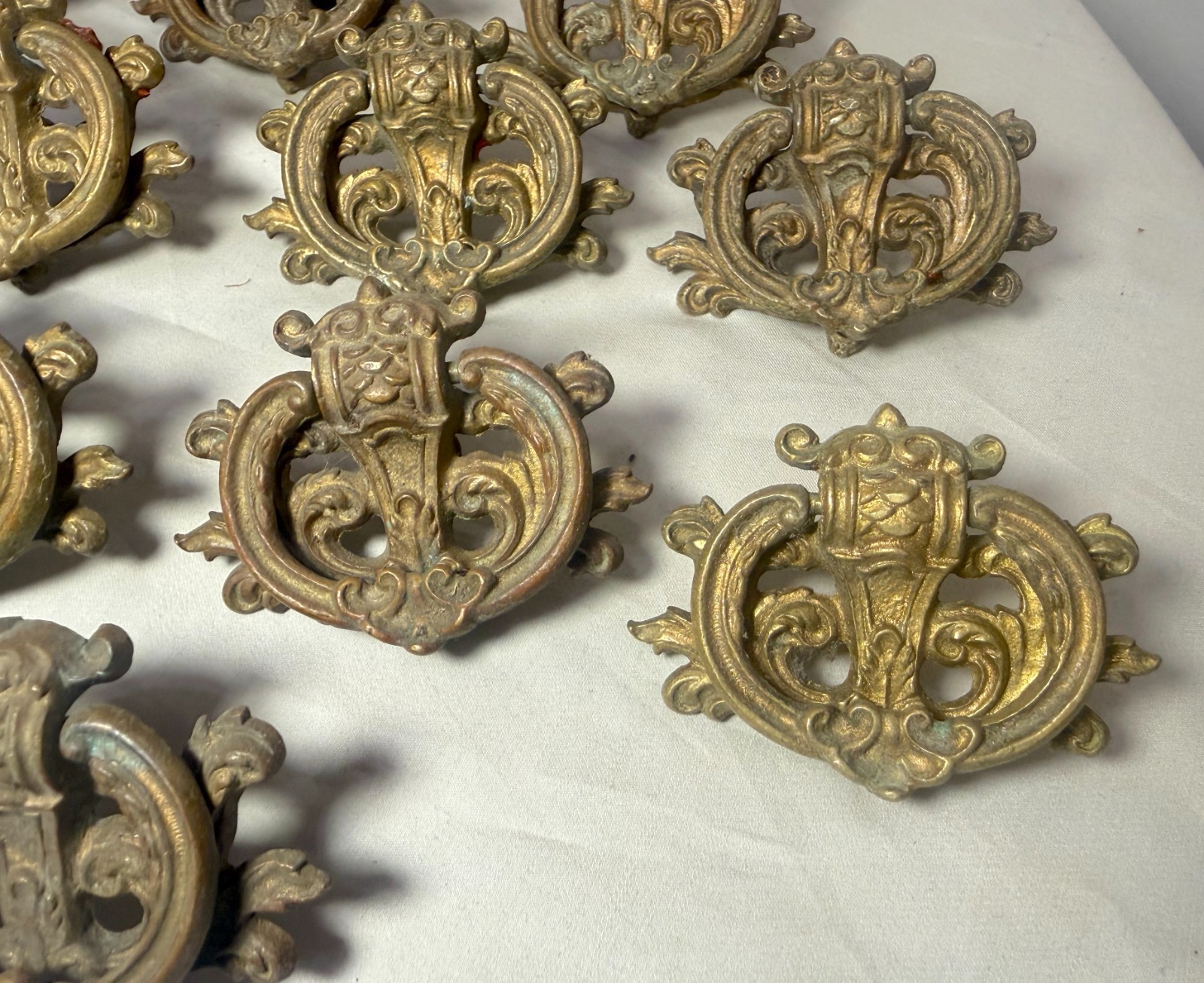 antique ornate 19th century Victorian furniture door drawer pull handle hardware