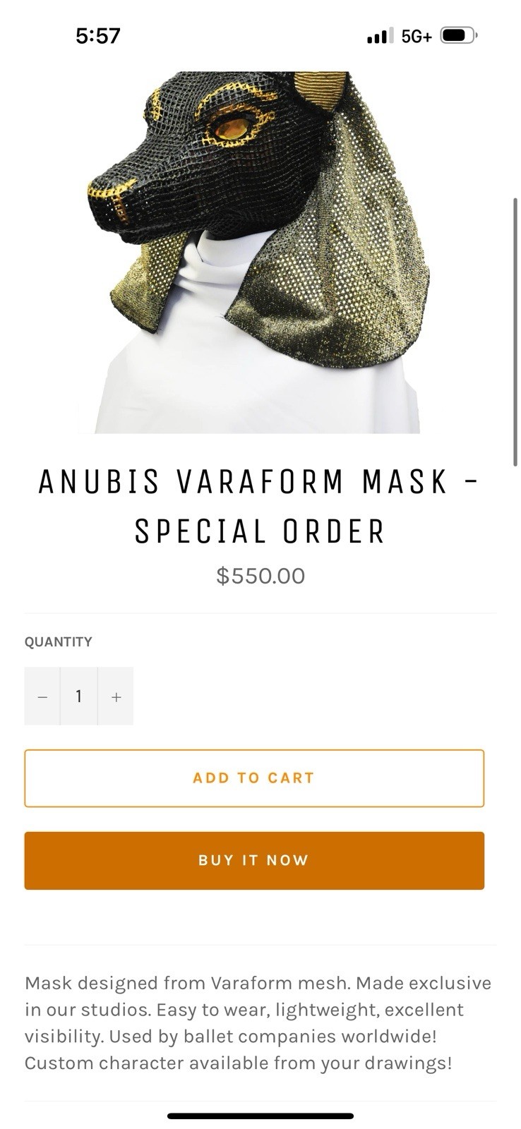 Anubis Varaform Mask Egyptian Gods